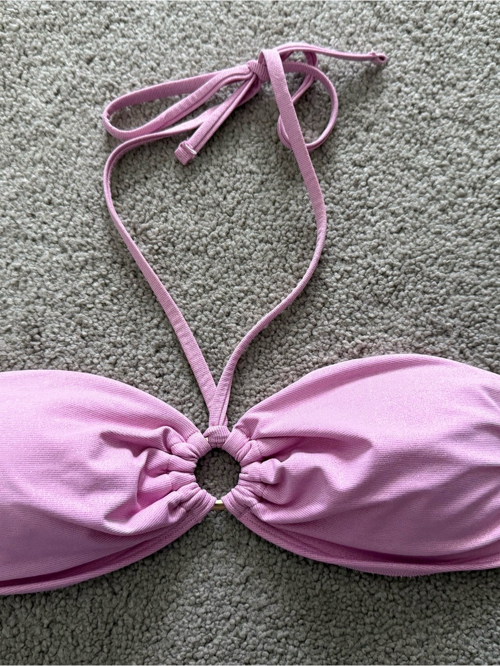 Pink Ring-Front Halter Abercrombie & Fit g Bikini Top Small NWOT